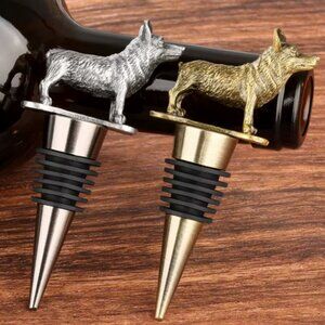 Welsh Corgi Bottle Stopper in Aged Silver NWT
